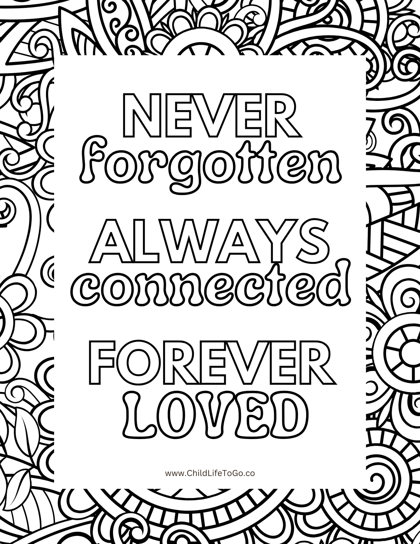 Never Forgotten, Always Connected, Forever Loved - Activity Journal For Kids Grieving the Loss of a Loved One (Digital Download)