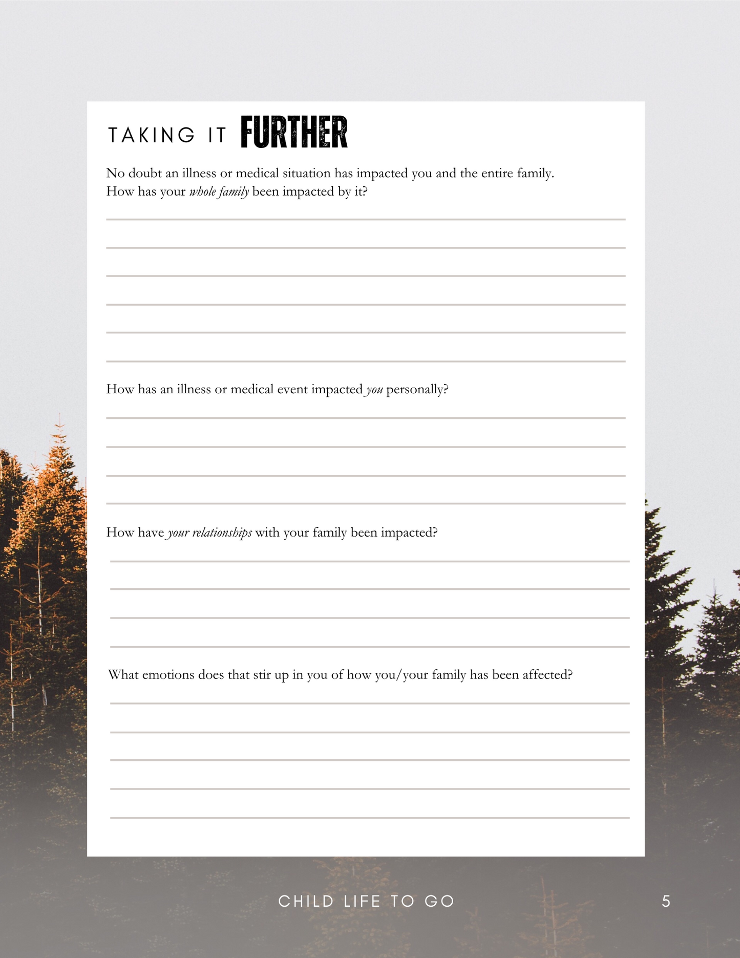 Activity Journal for Teens- Finding Hope in the Fire of an Illness or Medical Event (Digital Download)
