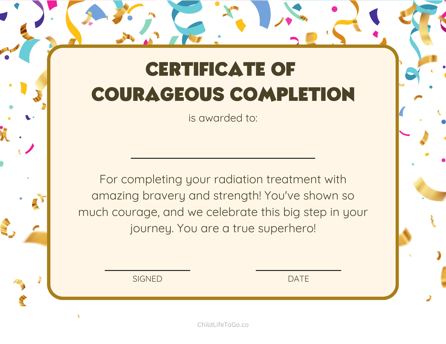 Certificates To Go: Downloadable Certificates for Patients and Families for Any Medical Occassion (Digital Download)