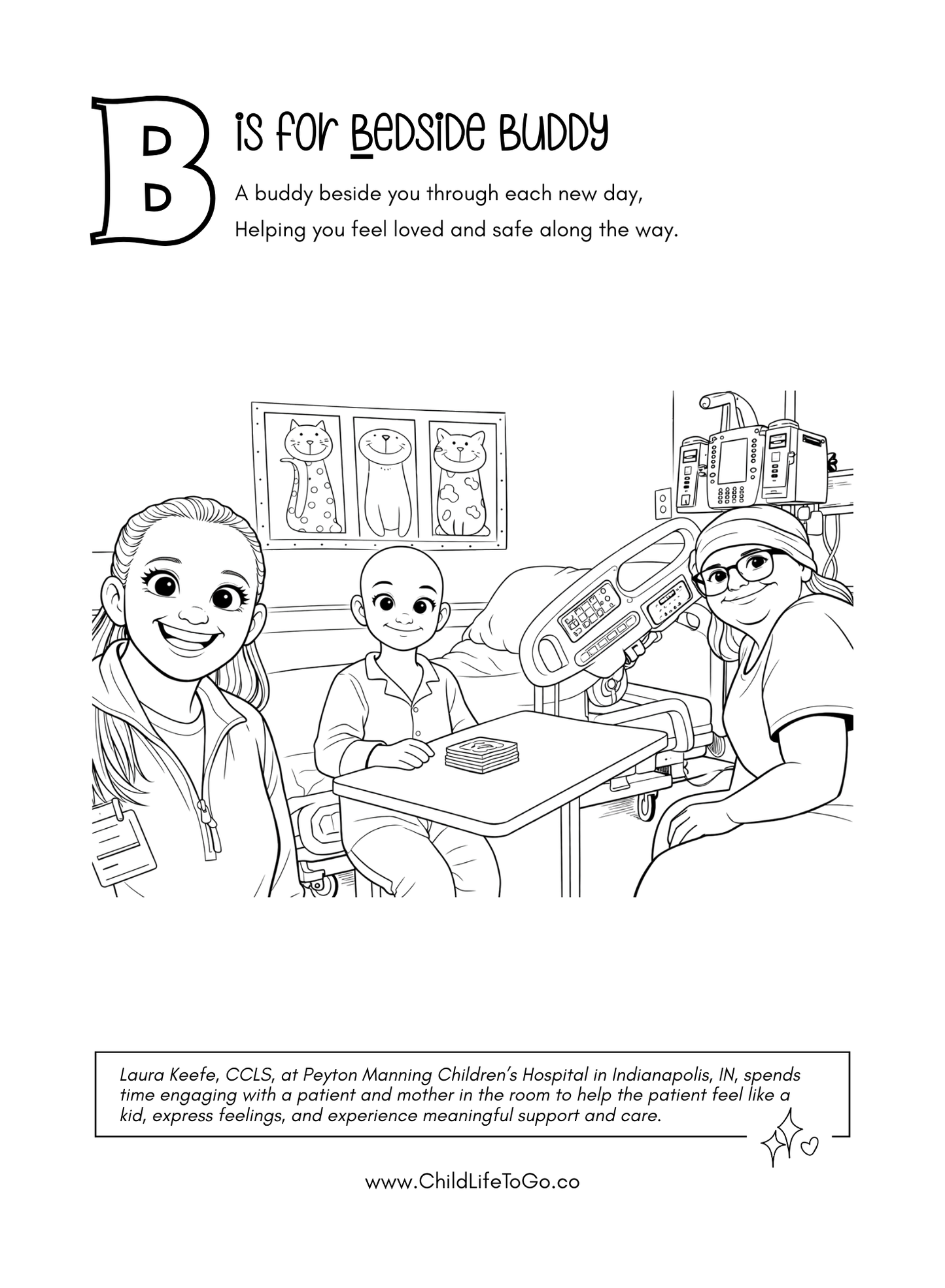 Child Life Specialists from A to Z: A coloring book showing the scope, of child life helpers who help families cope